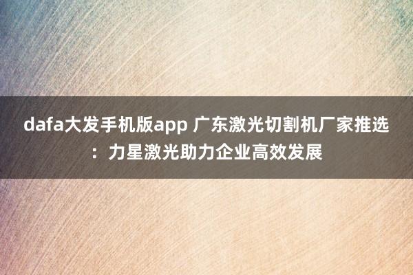 dafa大发手机版app 广东激光切割机厂家推选：力星激光助力企业高效发展