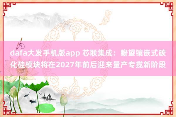 dafa大发手机版app 芯联集成：瞻望镶嵌式碳化硅模块将在2027年前后迎来量产专揽新阶段