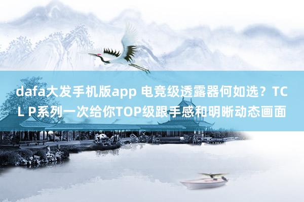 dafa大发手机版app 电竞级透露器何如选？TCL P系列一次给你TOP级跟手感和明晰动态画面